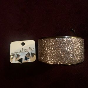 Fashion Jewelry - 3 sets of earrings and Glittery Lavender Bracelet